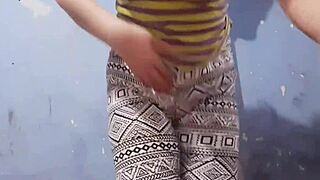 Latina Lesbian Teen Stepsis Fingers Tits and Ass on Camera