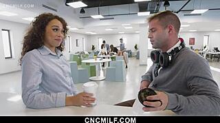 Milf employees fuck freely bent over desks doggystyle in freeuse office