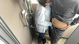 balcony blowjob fingering almost caught! rush to futon fuck