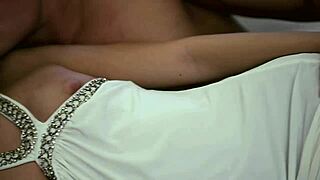 Glamorous young mommy teases with wet blowjob before quick cumshot facial on huge tits