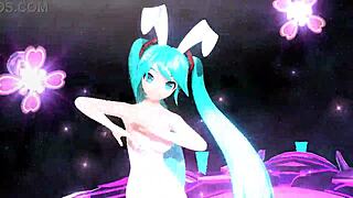 Hatsune Miku's Nude Bunny Costume Teases Pussy and Tits Seductively