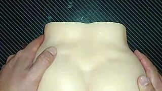 Bent over desk close-up doggystyle assfucking ends with creampie drip on huge cheeks