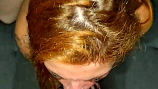 Caught this hot teen redhead masturbating so I offered my cock to help