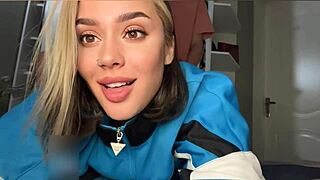 My best friend's girlfriend drops to her knees for my cock while he's out shoppin for us