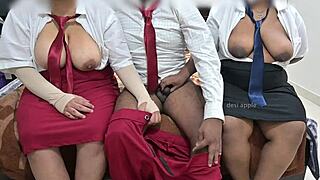 Pounding College Asian Threesome While Pretending to Study Hard!