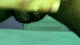 fat young brunette's big ass shakes wildly in solo underwear handjob on throbbing cock