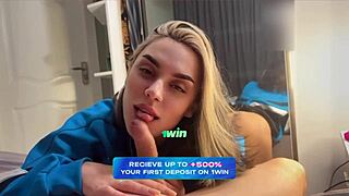 My best friend's girlfriend drops to her knees for my cock while he's out shoppin for us