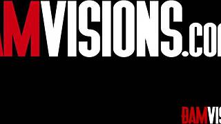 hot brunette babe's tight shaved asshole takes huge cock