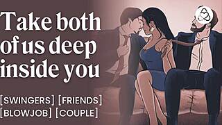 Amateur Wife Double Penetrated After Dinner by Swinger Couple