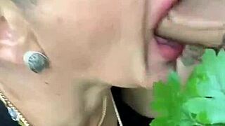 I couldn't resist giving my big ass to him for hot woods sex, bent over doggystyle till orgasm and facial cumshot