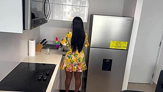 busty milf leyne rodriguez shares bed with stepson spreading huge tits for taboo sex ride