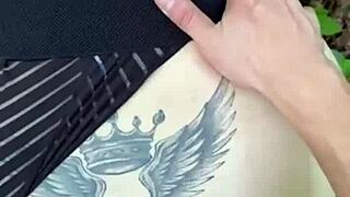 I couldn't resist giving my big ass to him for hot woods sex, bent over doggystyle till orgasm and facial cumshot