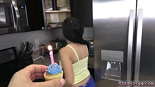 Husband Films Petite 18+ Wife Devirginized Hard on Birthday Blowjob Fuck
