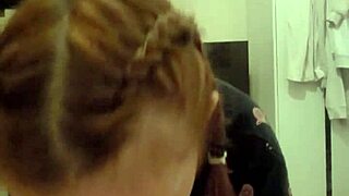 redhead roommate deepthroats my cock cums in mouth spits it back