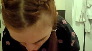 redhead roommate deepthroats my cock cums in mouth spits it back