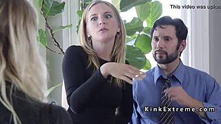 our bound housewife screams on the sybian machine in extreme bdsm.