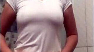 redhead milf fingers juicy shaved pussy to wet orgasm in secret!