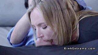 our bound housewife screams on the sybian machine in extreme bdsm.