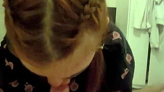 redhead roommate deepthroats my cock cums in mouth spits it back