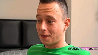 Step mom shocked then joins 3some blowjob pov dirty talk jerking taboo housewife bimbo