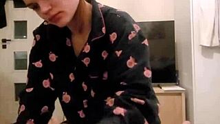 redhead roommate deepthroats my cock cums in mouth spits it back