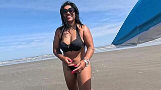 public beach antics with recognized hotwife couple