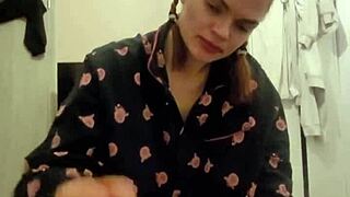 redhead roommate deepthroats my cock cums in mouth spits it back