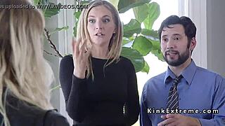 our bound housewife screams on the sybian machine in extreme bdsm.