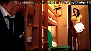 Pervert businessman pounds barbara bieber's tight pussy doggystyle in hostel with conny dachs watching