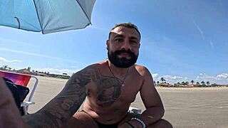 public beach antics with recognized hotwife couple