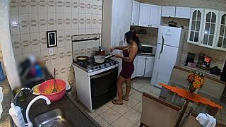 BbW Mature Milf Big Clit Tits Jerk Off Instructions While Cooking