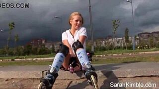 does sweet teen sarah kimble's naked pussy flash get you hard outdoors?