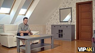 Sneaky stepdad locks claustrophobic girl in bathroom and pounds her big natural tits relentlessly