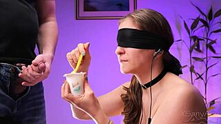 OMG Friend Tricks Cute Czech Babe in Taste Game Feeds Her Blindfolded Cum Swallow