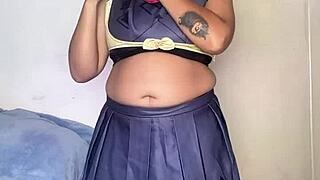 chubby ebony cosplay babe varesa genshin impact preps her huge ass and belly for con