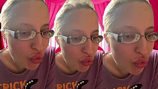 ASMR girl pops bubblegum bubbles super close—listen with headphones!