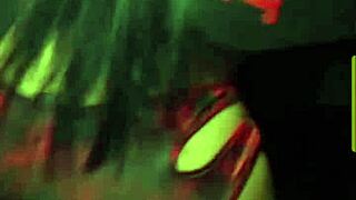 she dances wildly in the night club that massive ass brunette bombshell owning the floor