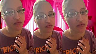 ASMR girl pops bubblegum bubbles super close—listen with headphones!