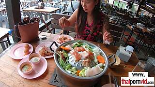 hey check out my thai teen polly's big boobs ride on euro bf's cock