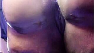 Ebony SSBBW dildo squirt table