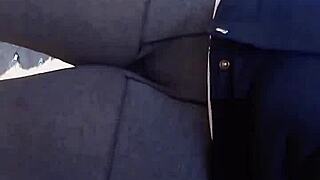 WATCH THIS INSANE CLOSE-UP CAMELTOE PUSSY PRINT OUTDOORS!