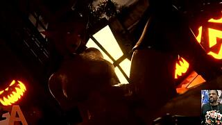 Halloween succubus Gemma rides big cock till her bald pussy gets creampied and face cum-drenched