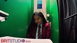 STUDENT SUCKS HUGE COCK AT GLORYHOLE!