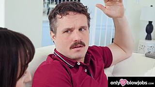 Small Tittied Stepdaughter Catches Father-in-Law Jerking Sucks Deep