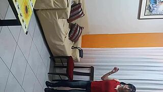 sexy crossdresser licks lingerie outdoors in hot transsexual action