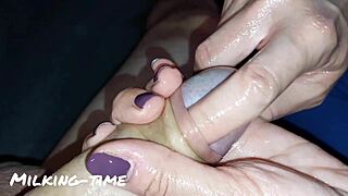 ULTIMATE OILED MISTRESS LACTATING HANDJOB ON HORNY BRITISH SLUT'S MONSTER COCK