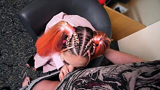 Nympho hotel employee in heels tricks guest for rough doggystyle pounding upstairs