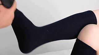 cute uniform girl's navy socks footjob on m slave pov 👠💦