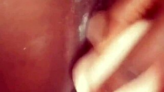 EBONY SOLO with DILDO rips clothes for WET PUSSY ORGASM