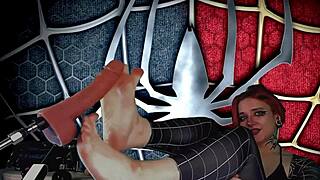 Meridjane's spider girl cosplay ignites my passion as she deepthroats moaning wildly